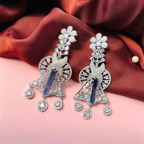 Allure Silver Plated American Diamond Earring South India Jewels