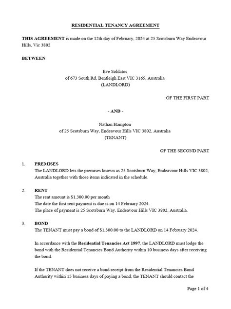 Residential Tenancy Agreement-Nathan Hampton | PDF | Leasehold Estate ...