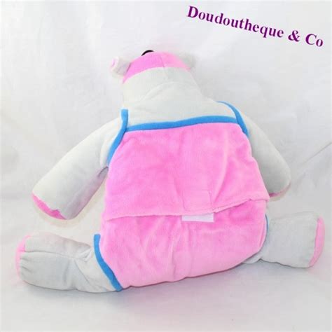 Peluche Hippopotame COOPER Bouillotte Range Pyjama Rose Gris 35 Cm