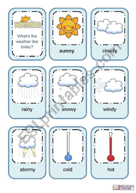 Weather flashcards - ESL worksheet by SaraMariam