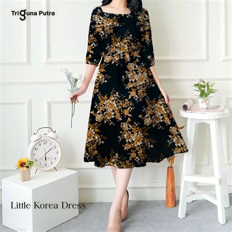 Jual COD Hot 2024 Gaun Bunga Versi Korea Baru Midi Dress Korea Dress