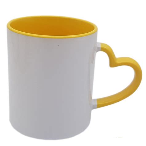 Caneca Alça Coração Interior Amarelo Império da Sublimação A Melhor