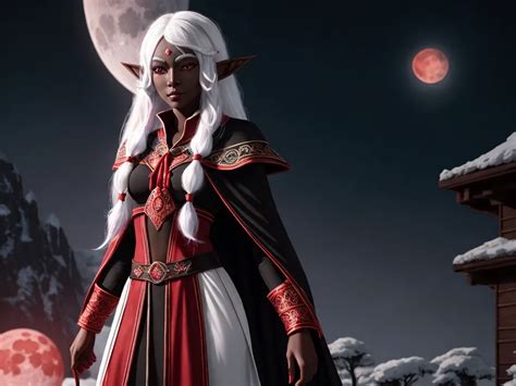 Ai Image Tools Cute Female Drow Elf Black Skin White Hair