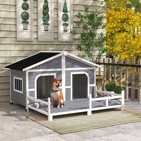 Outdoor Large Wooden Cabin House Style Wooden Dog Kennel with Porch ...