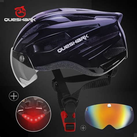 QUESHARK M Nner Frauen Ultraleicht Radfahren Helm Led R Cklicht MTB