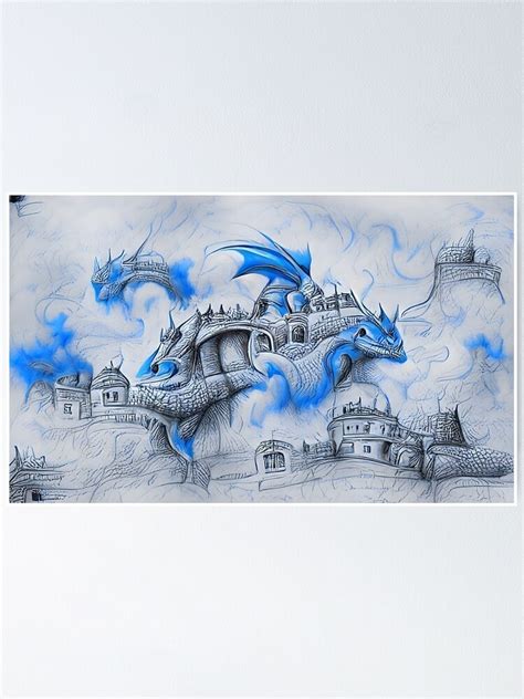 "Dragon Castle Drawing" Poster for Sale by THORRAGNAR | Redbubble