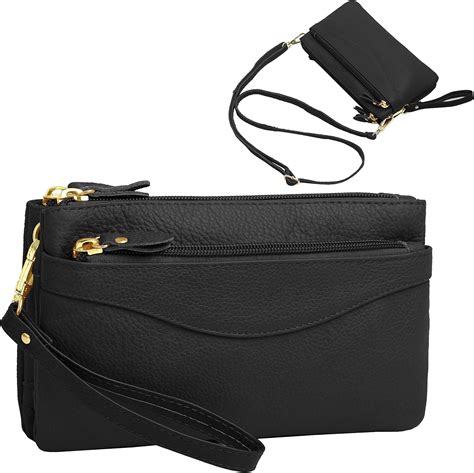 Womens Genuine Leather Wristlet Clutch Phone Wallet Mini Crossbody