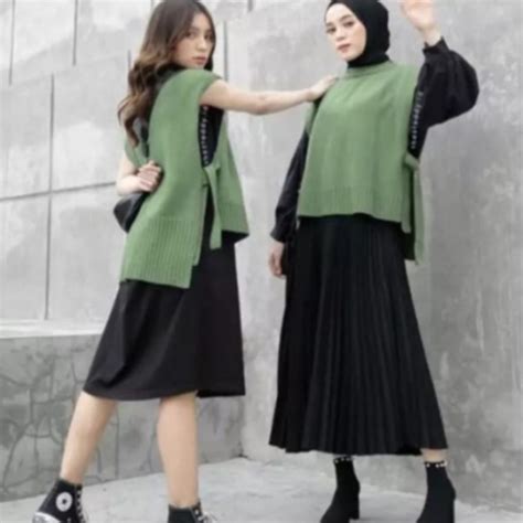 Jual Vest Rompi Tali Rajut Terbaru Kekinian Cardigan Rajut Rompi