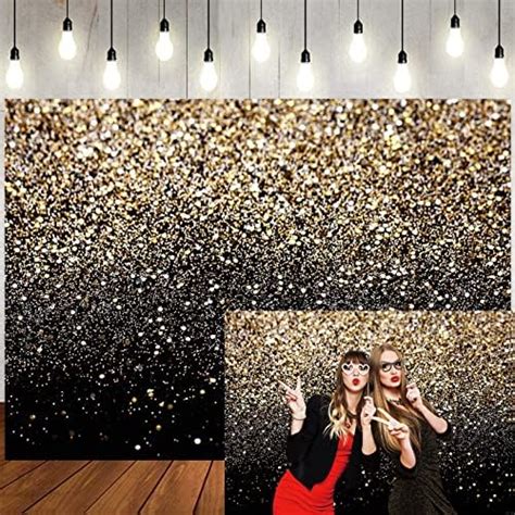 Ltlyh 10x8ft Black And Gold Glitter Backdrop Golden Spots