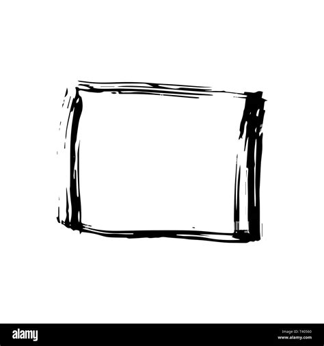 Rough Hand Drawn Square Black Isolated Frame Paintbrush Border Vector