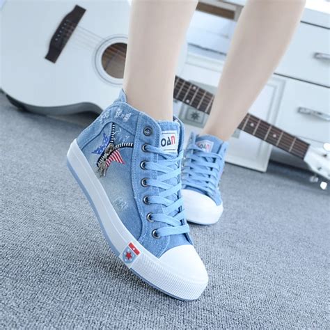 Fashion Women High Top Canvas Sneakers Shoes Womens Lace Up Ladies Ankle Casual Shoesshoes