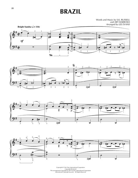 Brazil By Lee Evans Sheet Music For Piano Solo At Sheet Music Direct