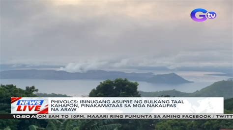 PHIVOLCS Ibinugang Asupre Ng Bulkang Taal Kahapon Pinakamataas Sa Mga