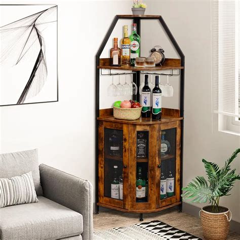 Snynuxx Corner Bar Cabinet5 Tier Wine Bar Cabinet With Storageliquor