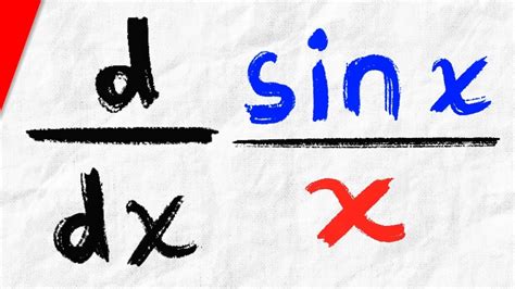 Derivative Of Sinxx With Quotient Rule Calculus 1 Exercises Youtube