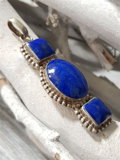 Pendentif Lapis Lazuli Et Argent Pierres Et Artisanat