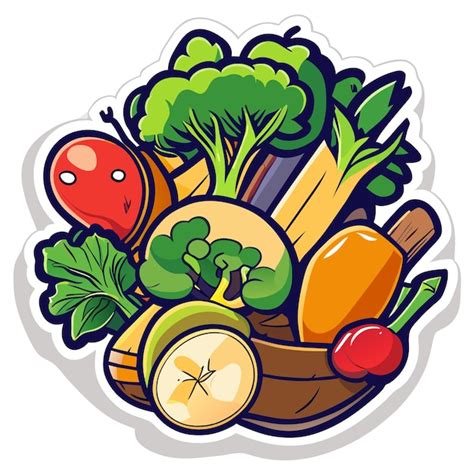 premium vector stickers   organic vegetables