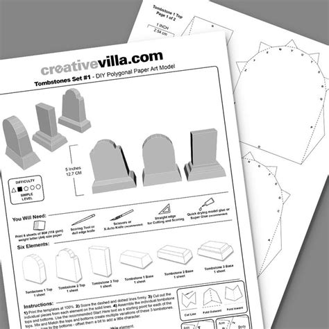 Tombstones Set 1 Diy Low Poly Paper Model Template Paper Craft Paper