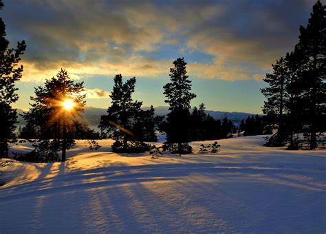 Wallpaper Sunlight Sunset Nature Sky Snow Winter Sunrise