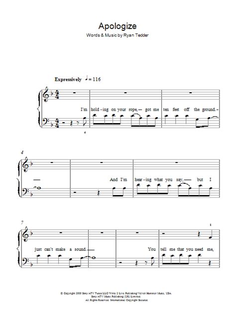 Apologize | Sheet Music Direct