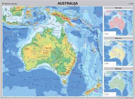 Leidykla „briedis Australija Gamtinis žemėlapis 170x113 Cm