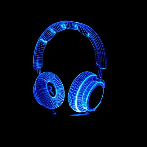 3d Dj Headphone Night Light Studio Music Monitor Headset Coloful Hifi