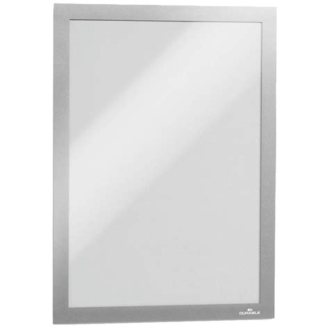 Durable Duraframe A4 Silver Self Adhesive Magnetic Signage Frame 2 Pack