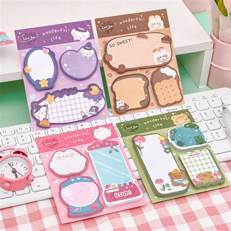 Sticky Memo Cartoon Combination Notes Ins Creative Message Shaped Times