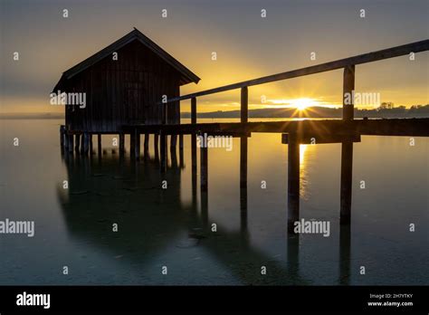 Sunset At Lake Ammersee Bavaria Germany Stock Photo Alamy