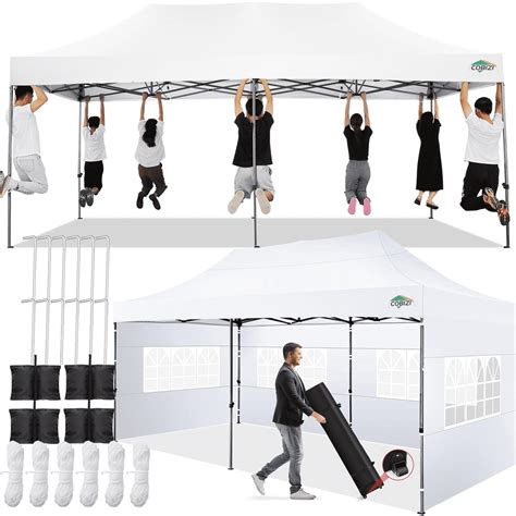 COBIZI 10x20 Heavy Duty Pop up Canopy Tent with 6 sidewalls Easy Up ...