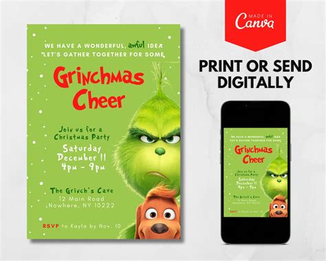 Grinch Christmas Invite Grinchmas Cookie Exchange Christmas Party