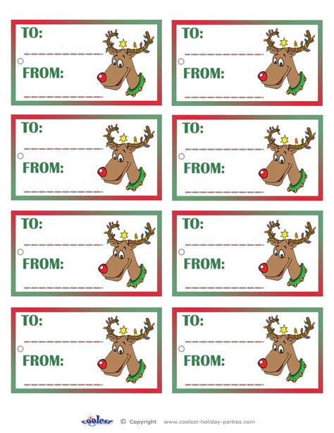 Printable Colored Reindeer Gift Tags | Reindeer gifts, Christmas ...