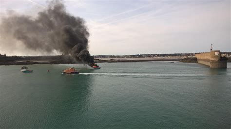 Fishing Boat Catches Fire Outside St Helier Harbour Itv News Channel