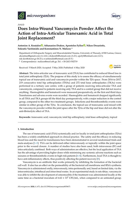 PDF Does Intra Wound Vancomycin Powder Affect The Action Of Intra