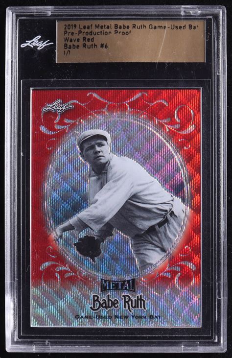 Babe Ruth 2019 Leaf Metal Babe Ruth Game Used Bat Red Wave Pre