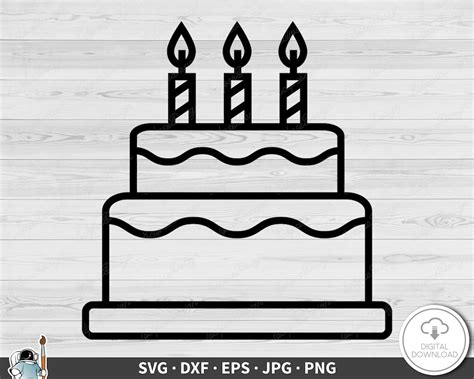 Birthday Cake Svg Clip Art Cut File Silhouette Dxf Eps Png Instant