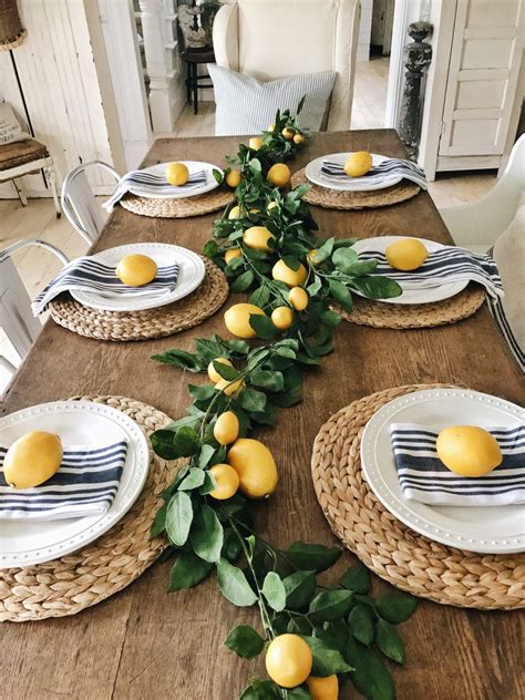 Summer Lemon Farmhouse Dining Room Dining Room Table Decor Farmhouse