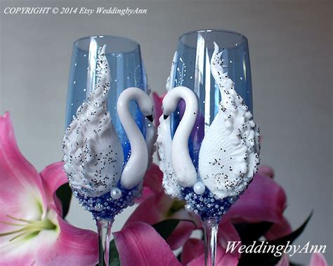 Royal Swans Wedding Glasses Wedding Champagne Flutes Bride Etsy