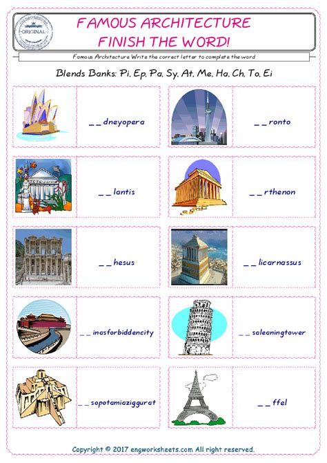 Famous Architecture Esl Printable English Vocabulary Worksheets Esl