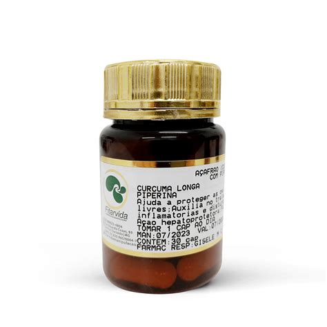 Cúrcuma Longa 500mg Piperina 3mg 30 Cápsulas Fitarvida Fitarvida Farmácia De Manipulação