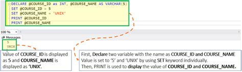 Sql Variables Sql Server Declare Set And Select Variable