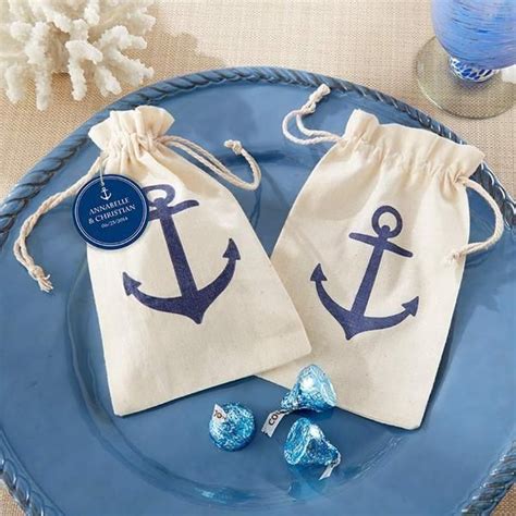 Voyages Anchor Muslin Favor Bag A Nautical Themed Wedding Favors