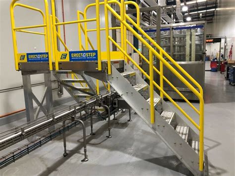 Conveyor Erectastep Crossover Stair Installation With A Platform