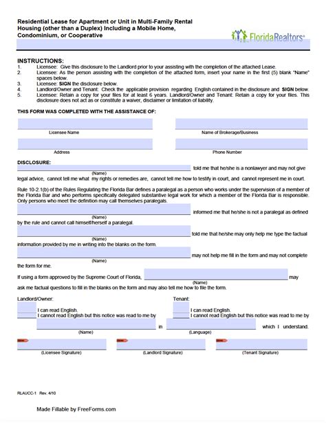 Free Florida Rental Lease Agreement Templates Pdf Word