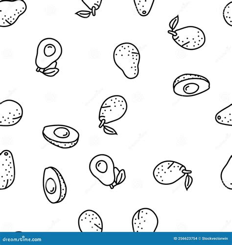 Avocado Food Green Half Vector Seamless Pattern Stock Illustration ...