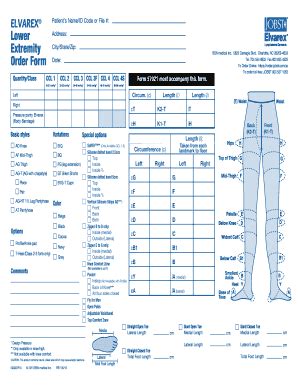 Fillable Online ELVAREX Lower Extremity Order Form Patients Name ID