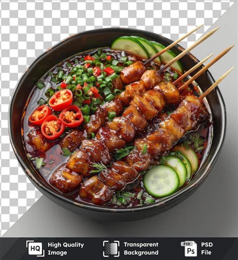 Premium Psd Transparent Background Psd Bowl Of Sate Ayam For Ramadan