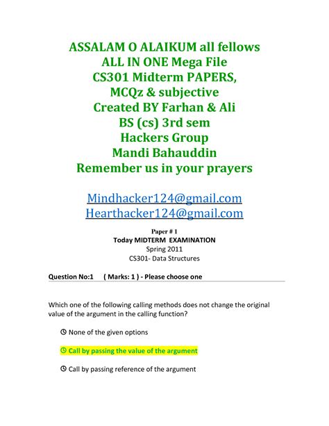 SOLUTION Cs301 Midterm Solved Mcqs With Reference By Farhan Studypool