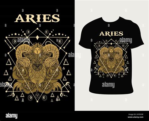 Illustration Aries Zodiac Symbol With T Shirt Design Stock Vector Image