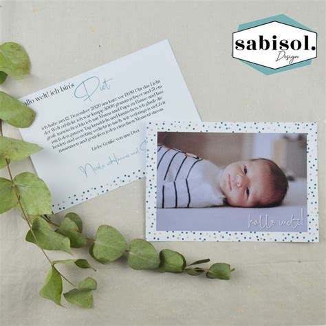 Dankeskarte Geburt Baby Personalisiert Hallo Welt Boy Frame Decor